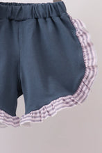 Load image into Gallery viewer, Preorder Purple and Navy Ruffle Shorts Set