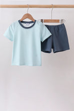 Load image into Gallery viewer, Preorder Blue and Navy Stripe Shorts Set