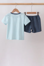 Load image into Gallery viewer, Preorder Blue and Navy Stripe Shorts Set