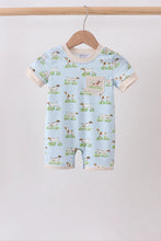 Load image into Gallery viewer, Preorder Blue Pointer Embroidered Pocket Romper