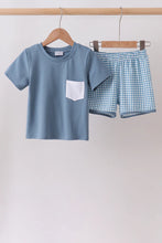 Load image into Gallery viewer, Preorder Blue and White Pocket Shorts Set