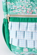 Load image into Gallery viewer, Preorder Green Floral Cottage Ruffle Backpack