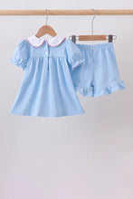 Load image into Gallery viewer, Preorder Blue Pencil Collar Ruffle Shorts Set