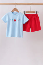 Load image into Gallery viewer, Preorder Boys Red and Blue School Supplies Embroidered Shorts Set
