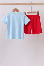 Load image into Gallery viewer, Preorder Boys Red and Blue School Supplies Embroidered Shorts Set
