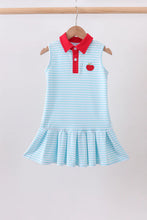 Load image into Gallery viewer, Preorder Red and Blue Collared Apple Dress