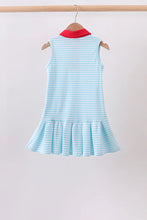 Load image into Gallery viewer, Preorder Red and Blue Collared Apple Dress