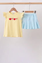 Load image into Gallery viewer, Preorder Yellow and Blue Apple Embroidery Skorts Set