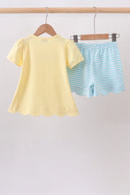 Load image into Gallery viewer, Preorder Yellow and Blue Apple Embroidered Shorts Set