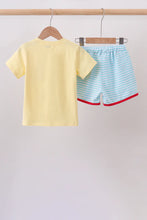 Load image into Gallery viewer, Preorder Boys Yellow and Blue Apple Embroidered Shorts Set