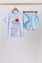 Load image into Gallery viewer, Preorder Blue Apple and Pencil Shorts Set