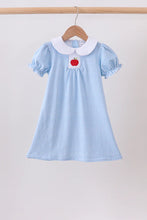 Load image into Gallery viewer, Preorder Blue Gingham Apple Embroidered Dress