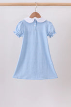 Load image into Gallery viewer, Preorder Blue Gingham Apple Embroidered Dress