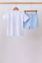 Load image into Gallery viewer, Preorder Blue Bookworm Applique Shorts Set