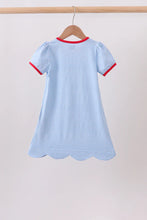 Load image into Gallery viewer, Preorder Blue Bookworm Scalloped Dress