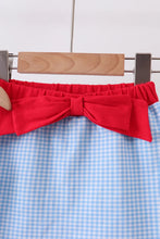 Load image into Gallery viewer, Preorder Blue Scalloped Apple Bow Skorts Set