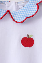 Load image into Gallery viewer, Preorder Blue Scalloped Apple Bow Skorts Set