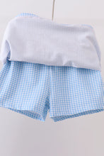 Load image into Gallery viewer, Preorder Blue Scalloped Apple Bow Skorts Set