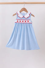 Load image into Gallery viewer, Preorder Blue Gingham Apple Embroidered Collar Dress