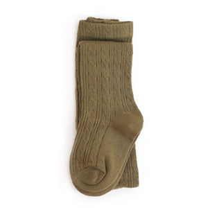 Little Stocking Co. Cable Knit Tights (Olive)