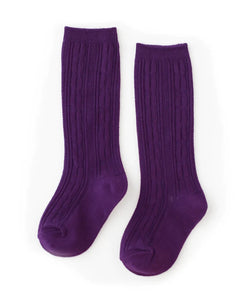 Little Stocking Co. Plum Cable Knit Knee High Socks