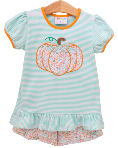 Preorder Jellybean Pumpkin Patch Petals Applique Ruffle Shorts Set