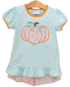 Preorder Jellybean Pumpkin Patch Petals Applique Ruffle Shorts Set
