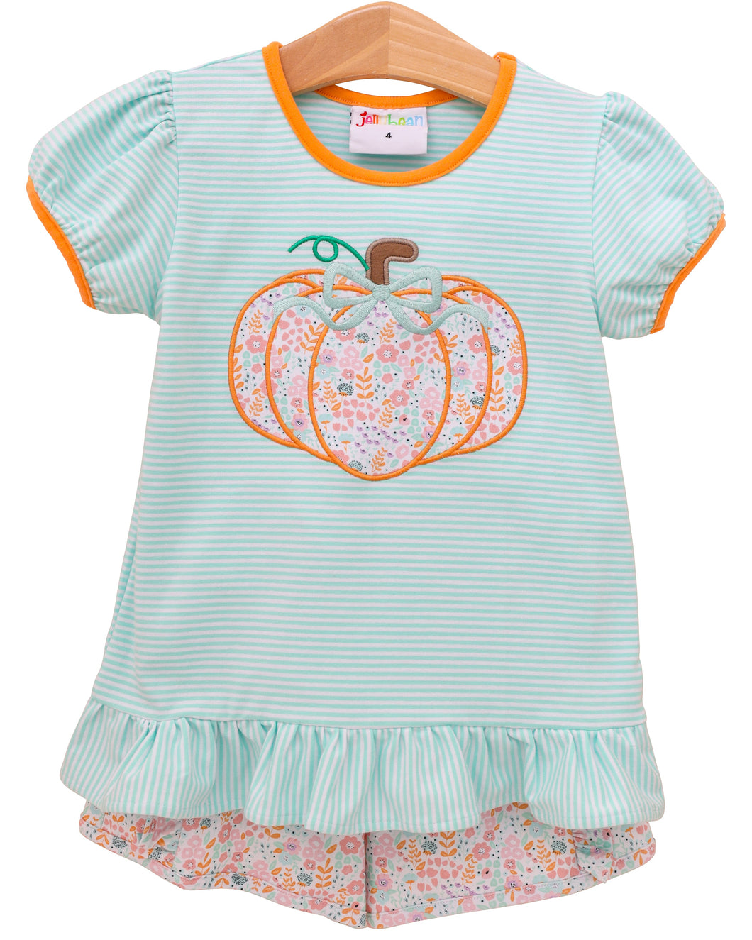 Preorder Jellybean Pumpkin Patch Petals Applique Ruffle Shorts Set