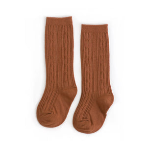 Little Stocking Co. Sugar Almond Cable Knit Knee High Socks