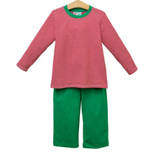 Load image into Gallery viewer, Preorder Jellybean Thomas Pants Set- Red Stripe &amp; Green (ETA: October)