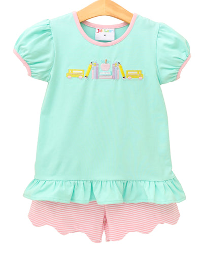 Jellybean Wheels On the Bus Ruffle Shorts Set