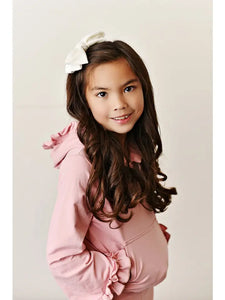 Kids Pink Hooded Ruffle Pocket Lounge Set