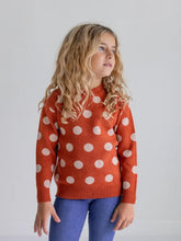 Load image into Gallery viewer, Kids Rust &amp; Beige Polka Dot Crew Neck Fall Winter Sweater