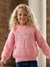 Load image into Gallery viewer, Preorder Molly Pink Cable Knit Bow Sweater