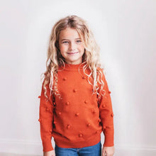 Load image into Gallery viewer, Preorder Rust Pom Pom Scalloped Neck Sweater