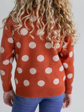 Load image into Gallery viewer, Kids Rust &amp; Beige Polka Dot Crew Neck Fall Winter Sweater