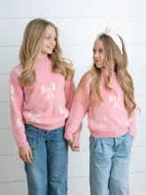 Load image into Gallery viewer, Preorder Pink and White Bow Sweater