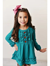 Load image into Gallery viewer, Kids Teal Plum Floral Ruffle Button Fall Two Piece Set