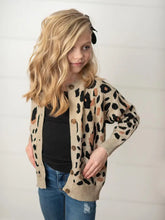 Load image into Gallery viewer, Kids Leopard Button Pocket Cardigan Fall Winter Sweater