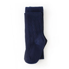 Load image into Gallery viewer, Little Stocking Co. Cable Knit Tights (Navy)