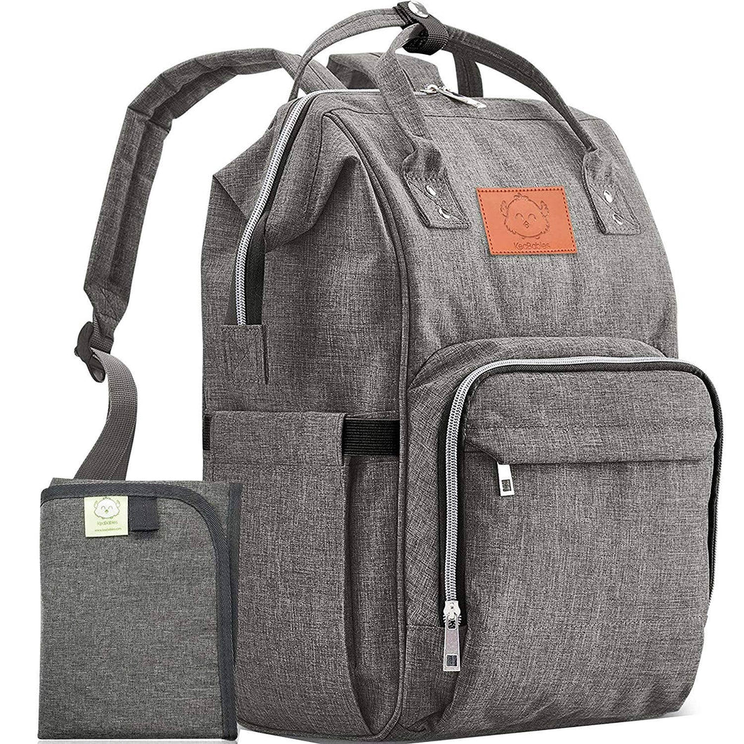 KeaBabies Original Diaper Backpack Classic Gray