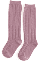 Little Stocking Co. Dusty Rose Cable Knit Knee High Socks