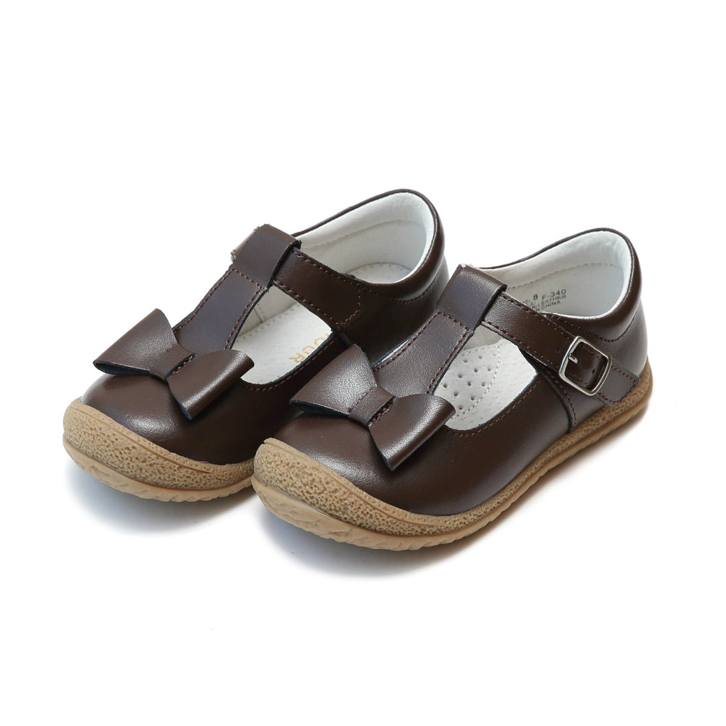 L'Amour Emma Classic Bow T-Strap Mary Jane (Brown)