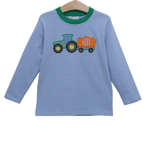 Jellybean Farm Tractor Pumpkin LS Applique Shirt