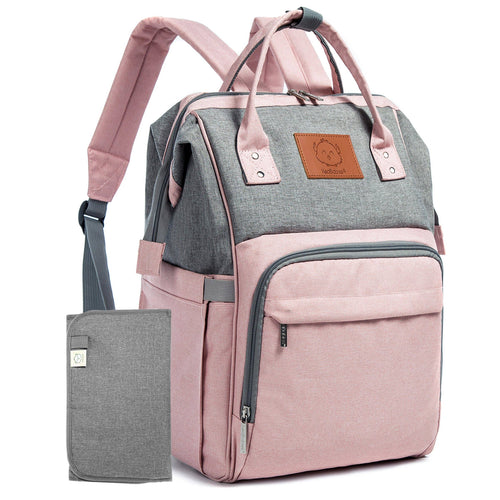 KeaBabies Pink and Gray Original Diaper Backpack
