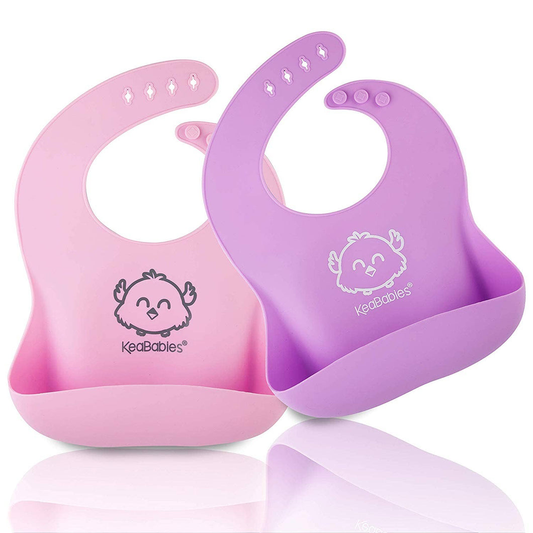 KeaBabies Silicone Bibs (Cotton Candy)