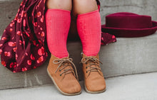 Load image into Gallery viewer, Little Stocking Co. Punch Pink Cable Knit Knee High Socks