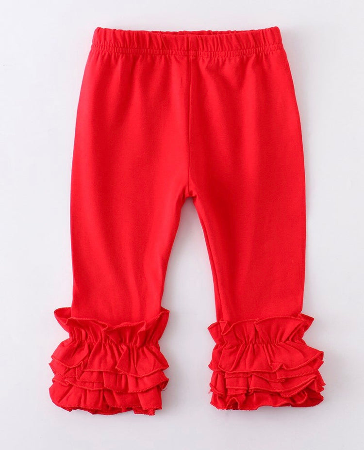 Red Ruffle Capri Pants
