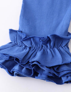 Blue Ruffle Capri Pants