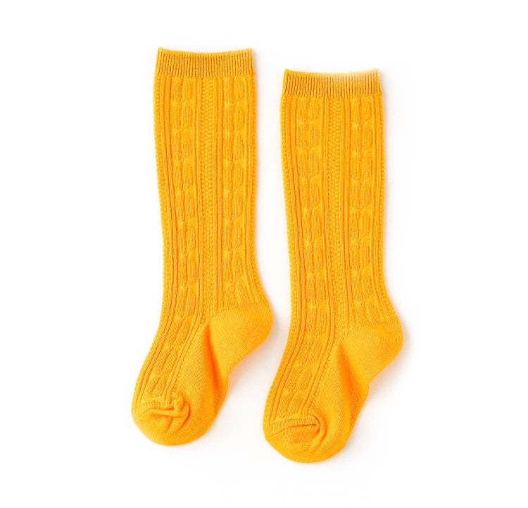 Little Stocking Co. Dandelion Cable Knit Knee High Socks